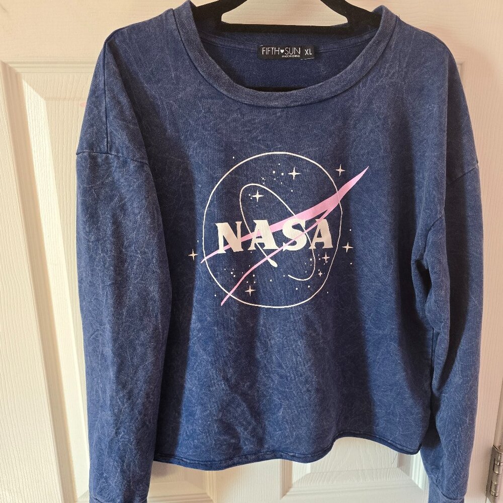 Fifth Sun Nasa Crew Neck Cropped Sweatshirt Dark Blue XL